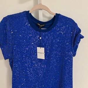 Generation Love Kai Sequin Cobalt Blue Tee Size Large New With Tags